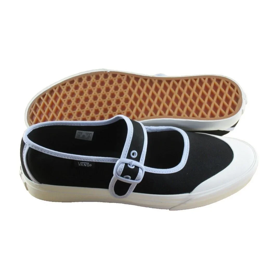 Vans Women's Mary Jane Ballerina Black Purple Canvas adjustable Shoes Size 8.5